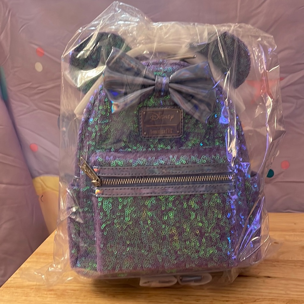 Disney Loungefly Celebration lavender Minnie Mouse mini backpack